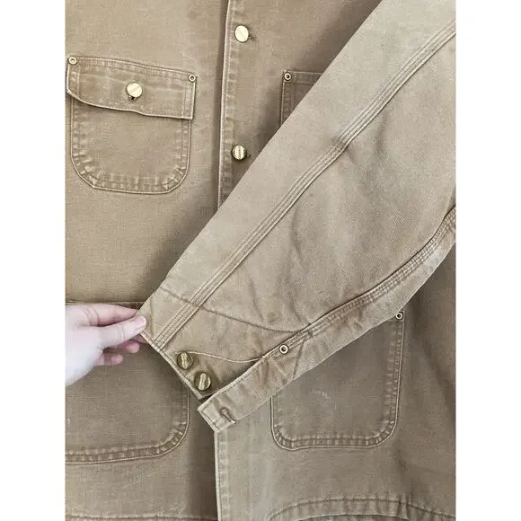 VTG Carhartt C01 BRN Michigan Firm Duck Chore Coat Jacket Blanket Lined Mens 44 - Picture 2 of 10